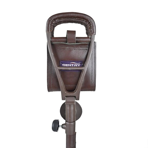 Adjustable Leather Walking Coffee Brown Stick Folding Seat Outdoor adventure - Picture 3 of 15